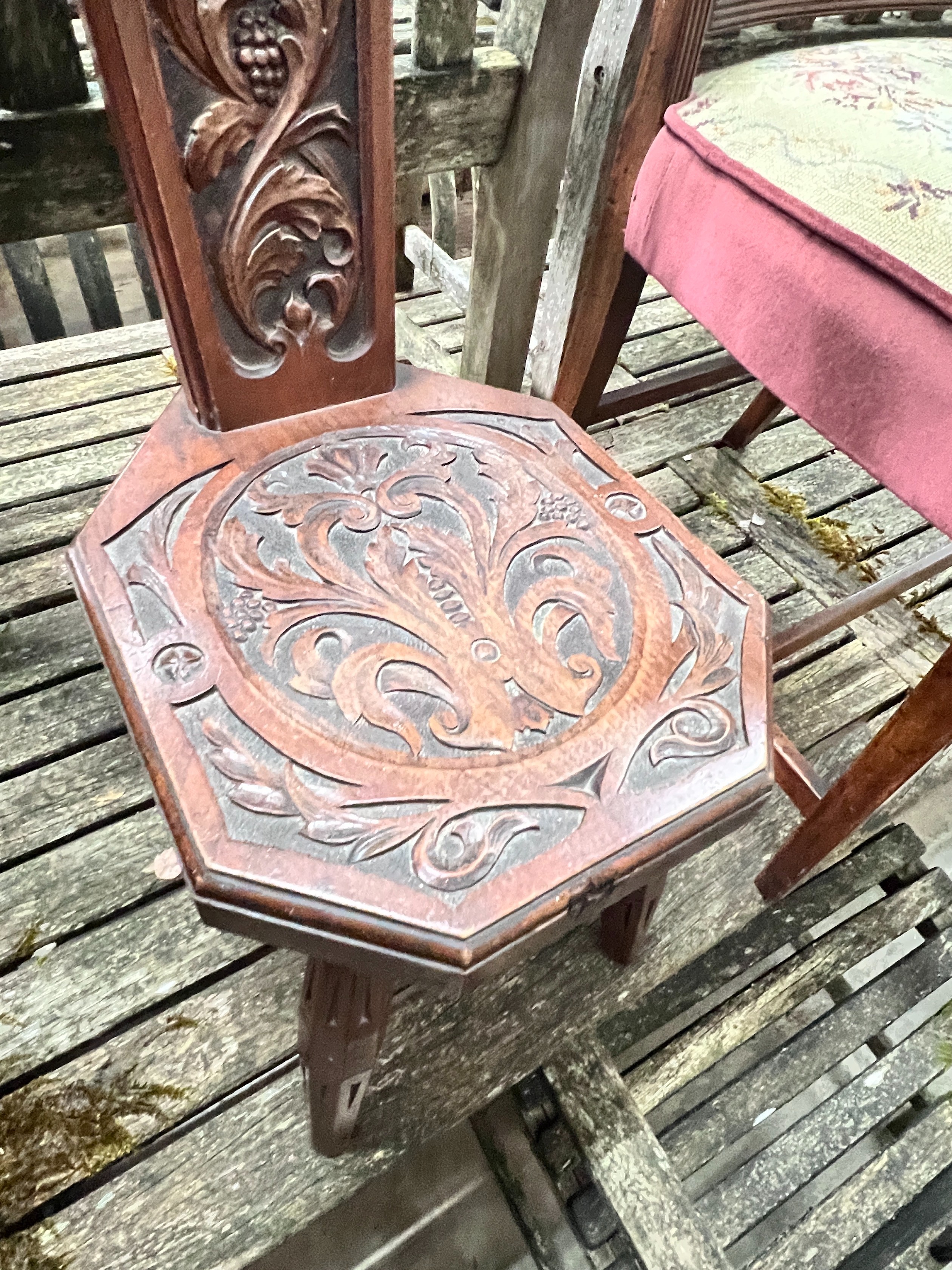 A Regency mahogany elbow chair and a carved walnut spinning chair *Please note the sale commences at 9am.